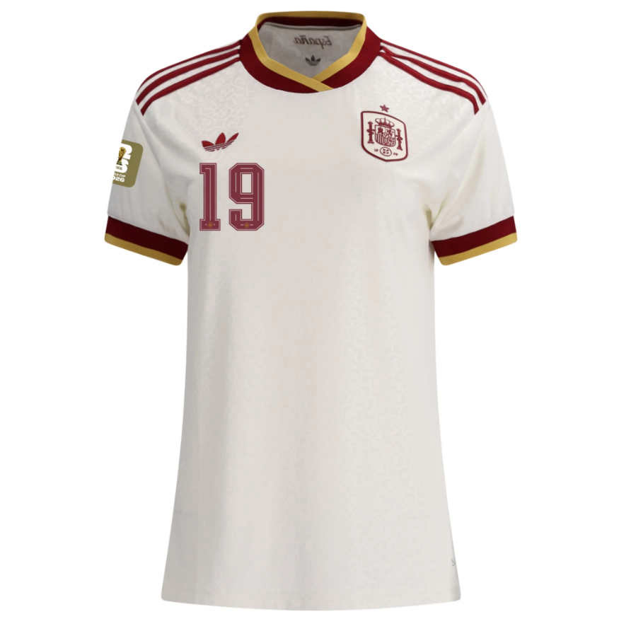 Spanien Bortatröja VM 2026 Lamine Yamal 19 Dam Fotbollströja med VM-Patch
