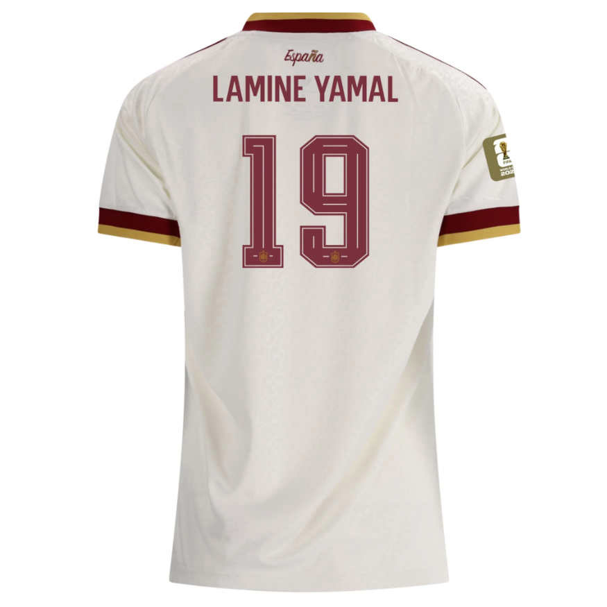 Spanien Bortatröja VM 2026 Lamine Yamal 19 Dam Fotbollströja med VM-Patch