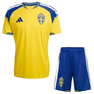 Sverige Hemmatröja VM 2026 för Barn – Matchtröja och Shorts (Kortärmad)