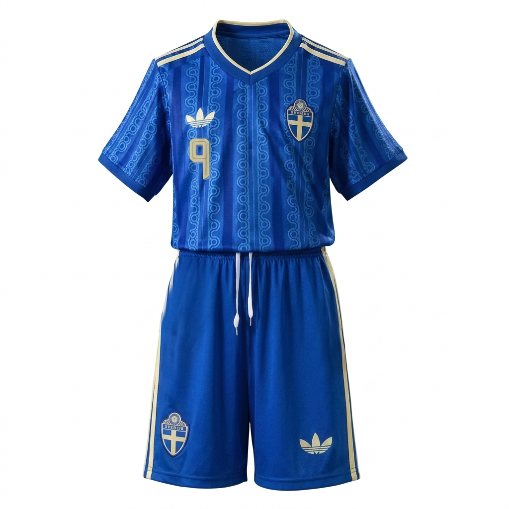 Sverige VM 2026 Bortaställ Barn Alexander Isak 9 Fotbollsset (Tröja + Shorts)