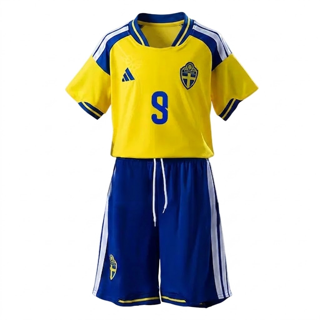 Sverige VM 2026 Hemmaställ Barn Alexander Isak 9 Fotbollsset (Tröja + Shorts)