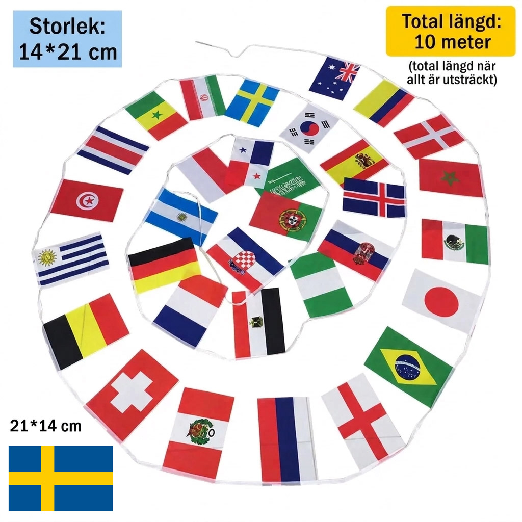 VM 2026 Flaggirlang 32 Landslag – 10 meter fotbollsflagga