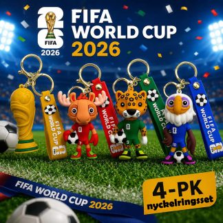VM 2026 Nyckelring Med Fotbollsmaskot – 4-pack