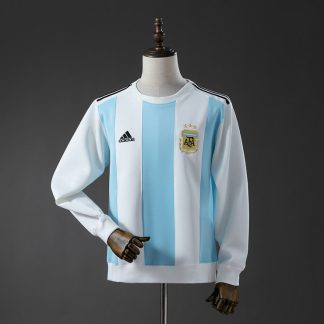 Argentina VM 2026 Vit Blå Långärmad Herr Sweatshirt
