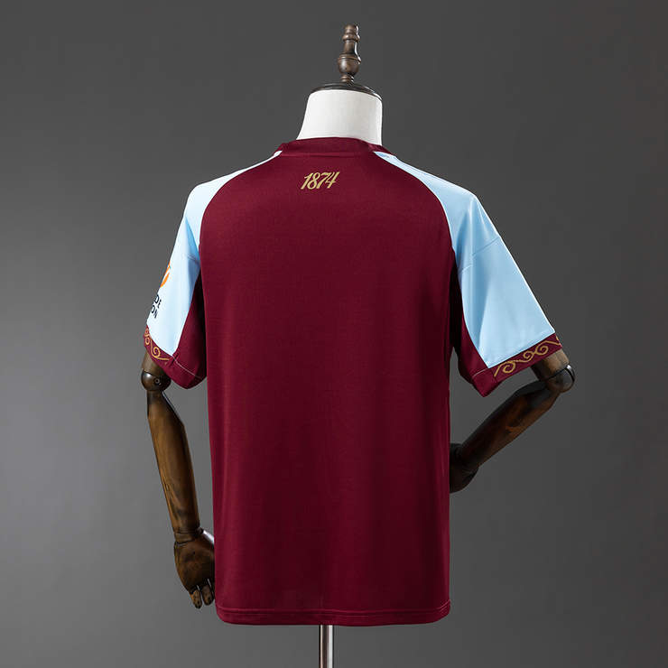 Aston Villa 2025/26 Hemmatröja Kortärmad Fotbollströja Herr