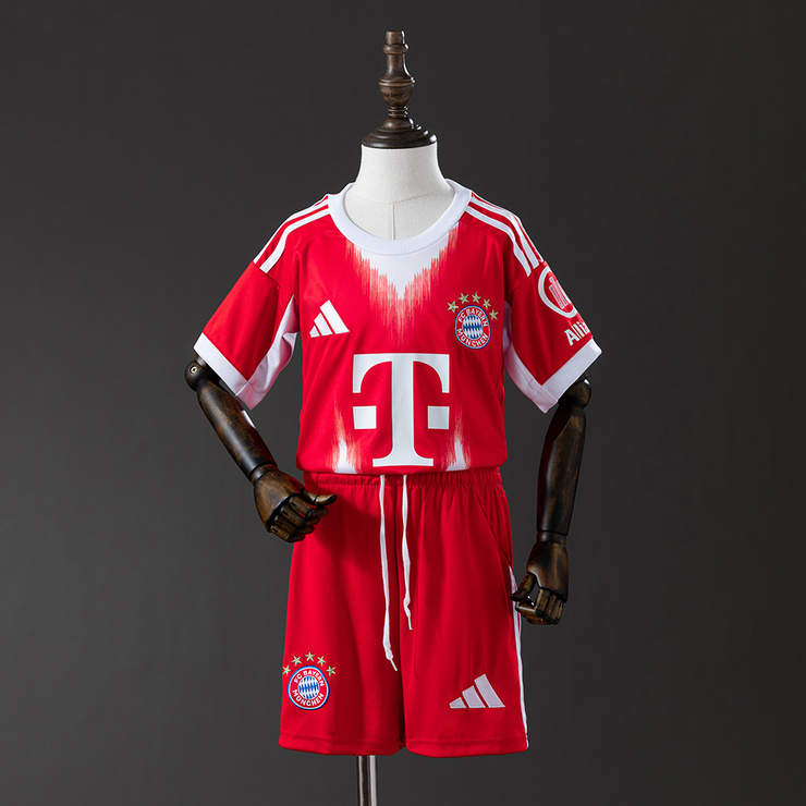 Bayern München 2025/26 Hemmatröja Barn Fotbollströja med Shorts