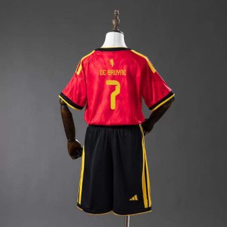 Belgien VM 2026 Hemmatröja Barn Kevin De Bruyne 7 Fotbollströja Set