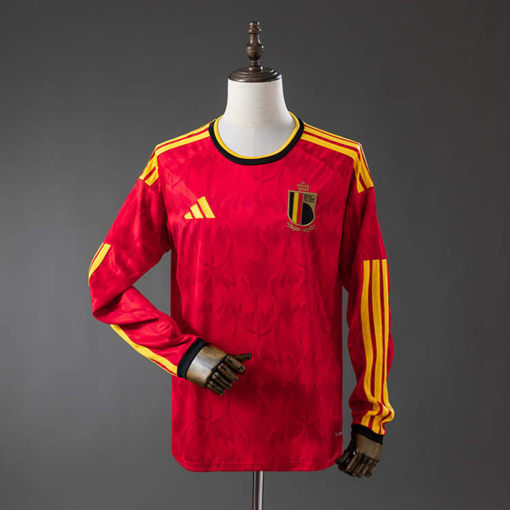 Belgien VM 2026 Hemmatröja Långärmad Fotbollströja Herr