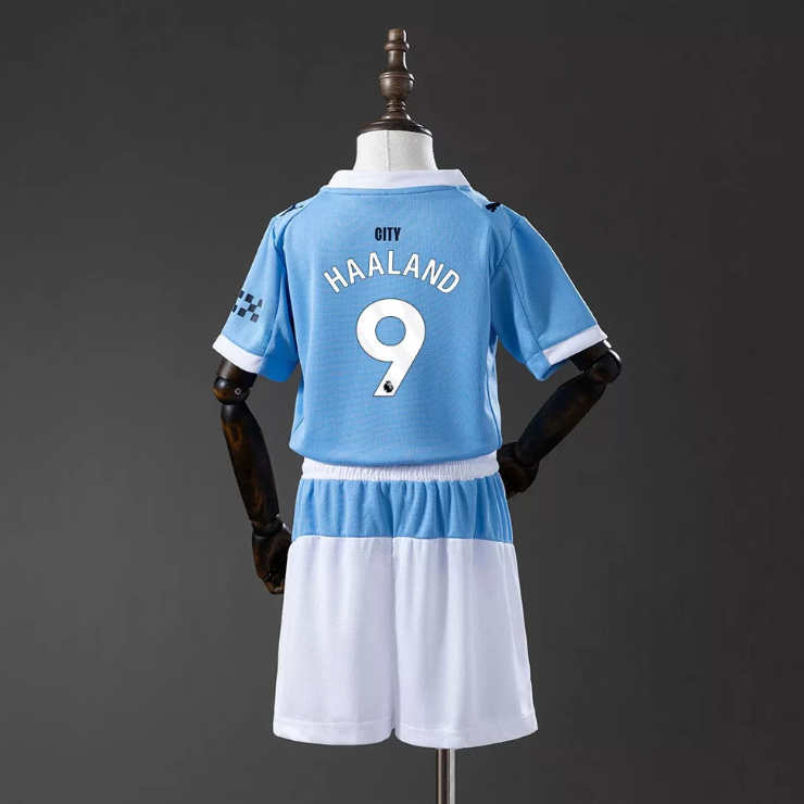 Erling Haaland 9 Manchester City 2025/26 Hemmatröja Barn Fotbollströja Set