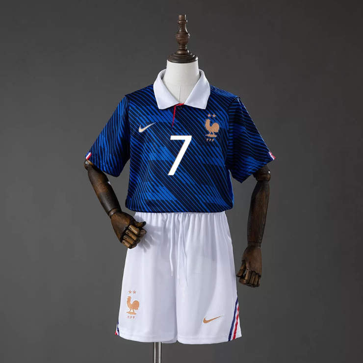 Frankrike VM 2026 Hemmaställ Barn Antoine Griezmann 7 Fotbollströja Set