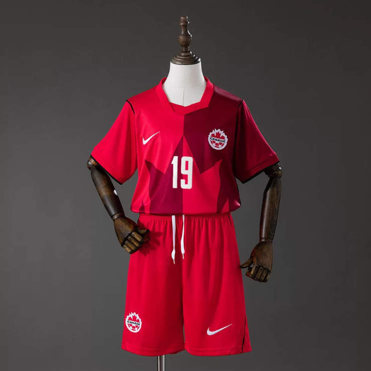 Kanada VM 2026 Hemmaställ Barn Alphonso Davies 19 Fotbollströja med Shorts