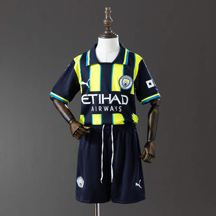 Manchester City 2024/25 Bortaställ Barn Fotbollströja Set