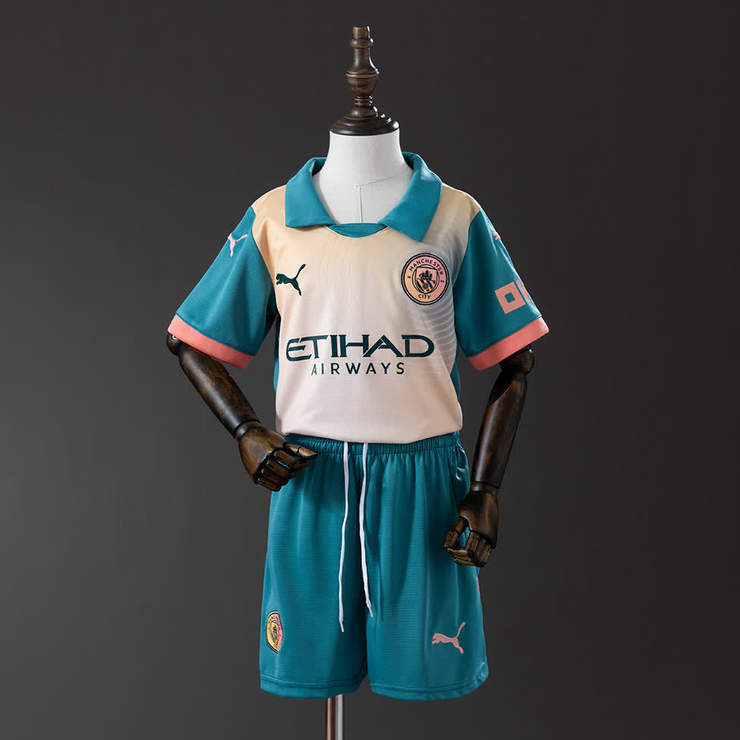 Manchester City 2024/25 Fjärdeställ Barn Fotbollströja Set
