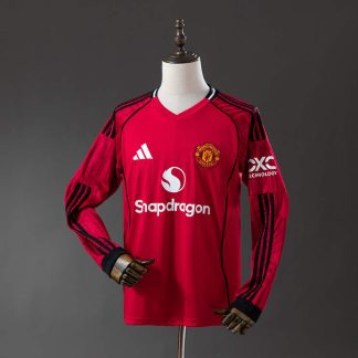 Manchester United 2025/26 Hemmatröja Långärmad Fotbollströja Herr
