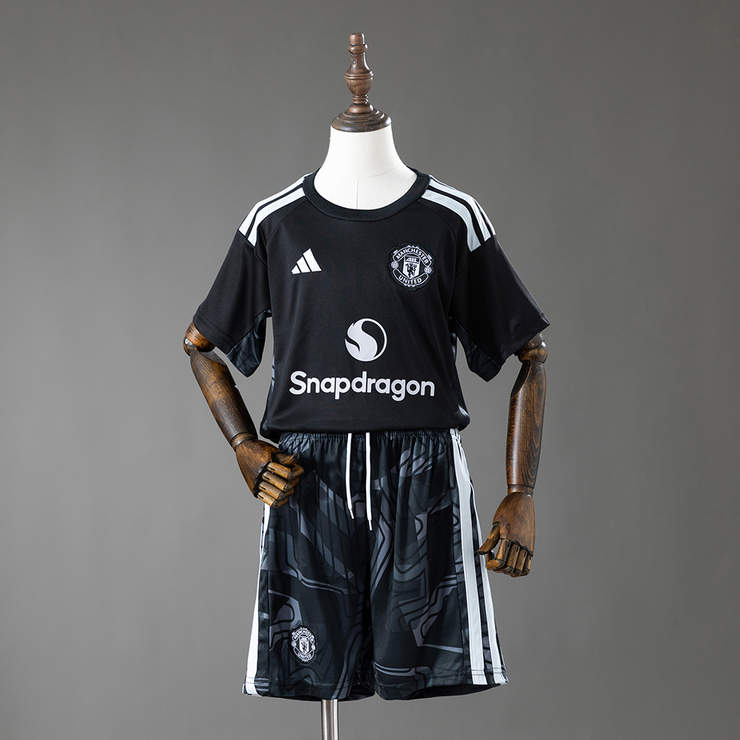 Manchester United 2026/27 Målvaktströja Barn Svart Fotbollströja Set