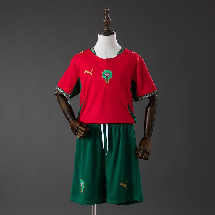 Marocko VM 2026 Hemmaställ Barn Fotbollströja med Shorts