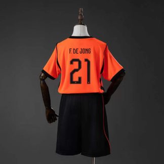 Nederländerna VM 2026 Hemmaställ Barn Frenkie de Jong 21 Fotbollströja Set