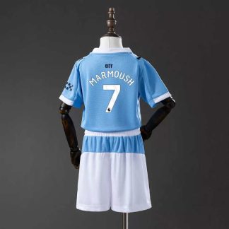 Omar Marmoush 7 Manchester City 2025/26 Hemmatröja Barn Fotbollströja Set