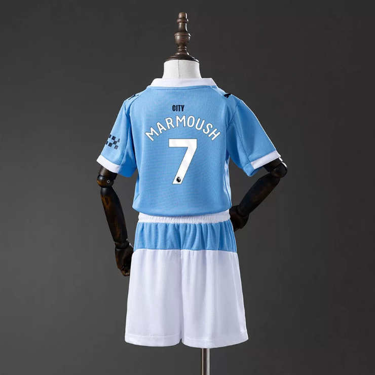 Omar Marmoush 7 Manchester City 2025/26 Hemmatröja Barn Fotbollströja Set