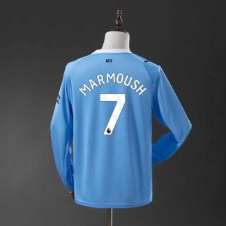 Omar Marmoush 7 Manchester City 2025/26 Hemmatröja Långärmad Herr Fotbollströja
