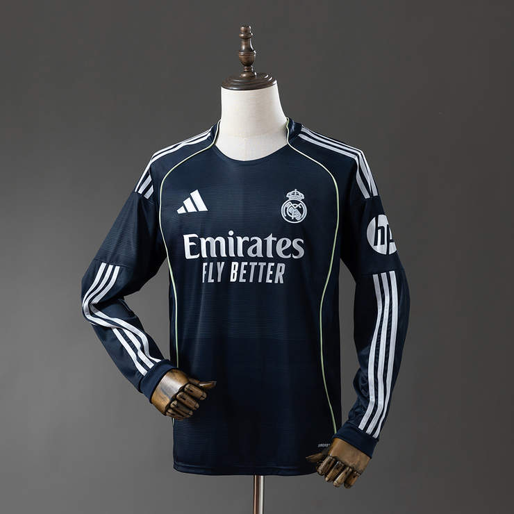 Real Madrid 2025/26 Bortatröja Långärmad Fotbollströja Herr