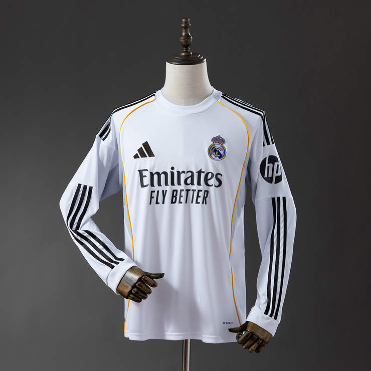 Real Madrid 2025/26 Hemmatröja Långärmad Fotbollströja Herr