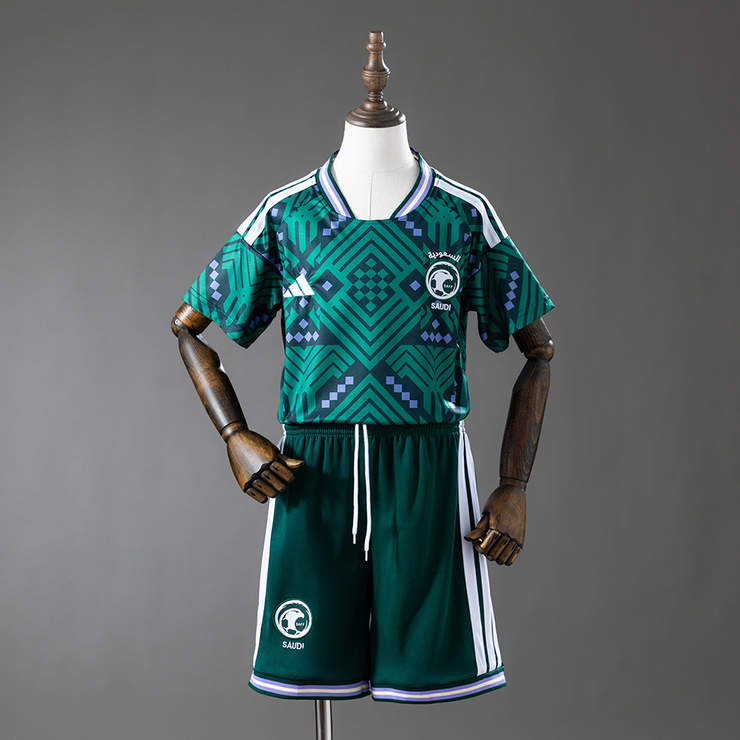 Saudiarabien VM 2026 Hemmaställ Barn Grön Fotbollströja med Shorts