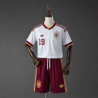 Spanien VM 2026 Bortaställ Barn Lamine Yamal 19 Fotbollströja med Shorts
