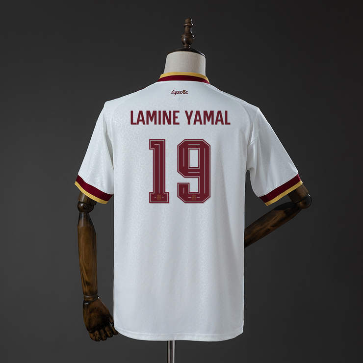 Spanien VM 2026 Bortatröja Herr Lamine Yamal #19 Fotbollströja Mästarutgåva