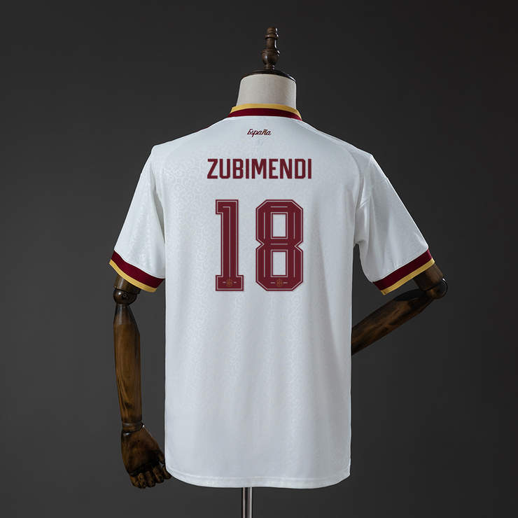 Spanien VM 2026 Bortatröja Herr Martín Zubimendi #18 Fotbollströja Mästarutgåva