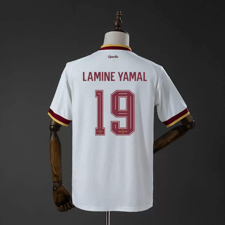 Spanien VM 2026 Bortatröja Lamine Yamal 19 Kortärmad Fotbollströja Herr