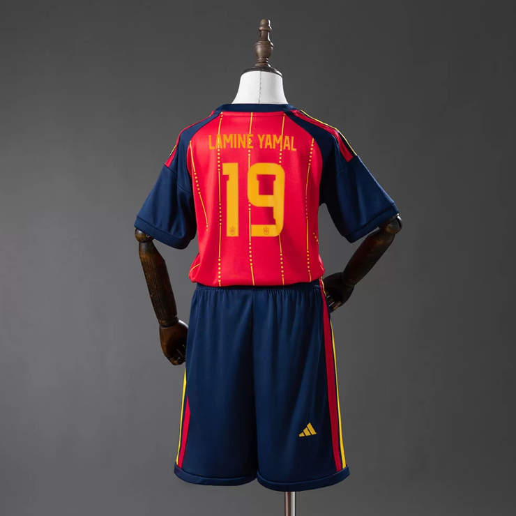 Spanien VM 2026 Hemmaställ Barn Lamine Yamal 19 Fotbollströja med Shorts