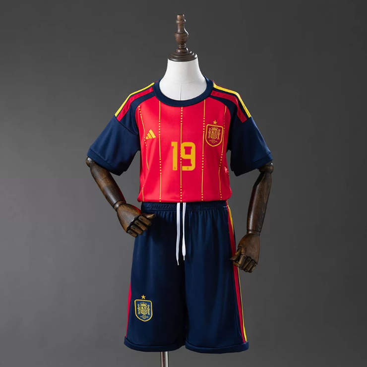 Spanien VM 2026 Hemmaställ Barn Lamine Yamal 19 Fotbollströja med Shorts