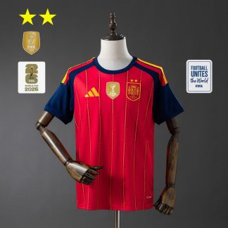 Spanien VM 2026 Hemmatröja Herr Fotbollströja Mästarutgåva Två Stjärnor med VM 2026 Ärmemblem