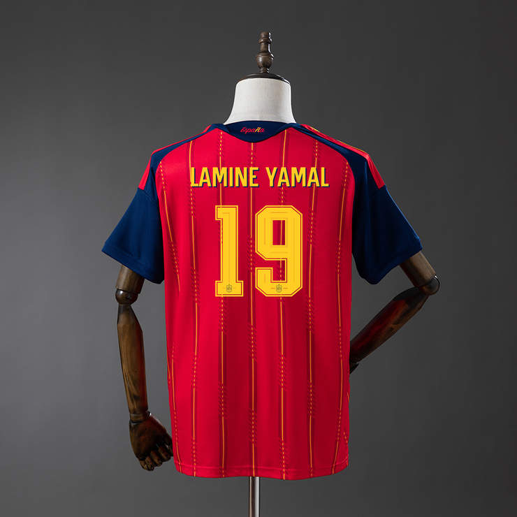 Spanien VM 2026 Hemmatröja Herr Lamine Yamal #19 Fotbollströja Mästarutgåva