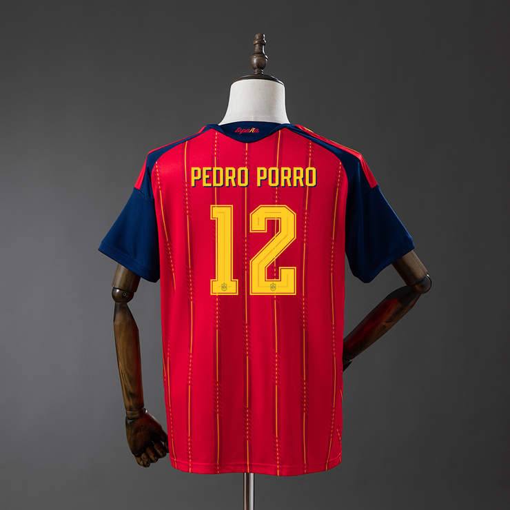 Spanien VM 2026 Hemmatröja Herr Pedro Porro #12 Fotbollströja Mästarutgåva