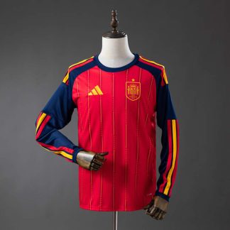 Spanien VM 2026 Hemmatröja Långärmad Fotbollströja Herr