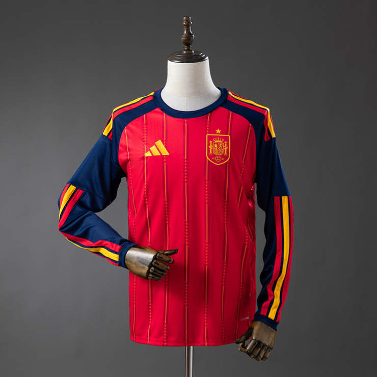 Spanien VM 2026 Hemmatröja Långärmad Fotbollströja Herr