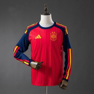Spanien VM 2026 Mästarutgåva Två Stjärnor Hemmatröja Långärmad Herr Fotbollströja