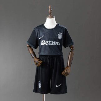 Sporting CP 2025/26 Bortaställ Barn Svart Fotbollsställ med Shorts