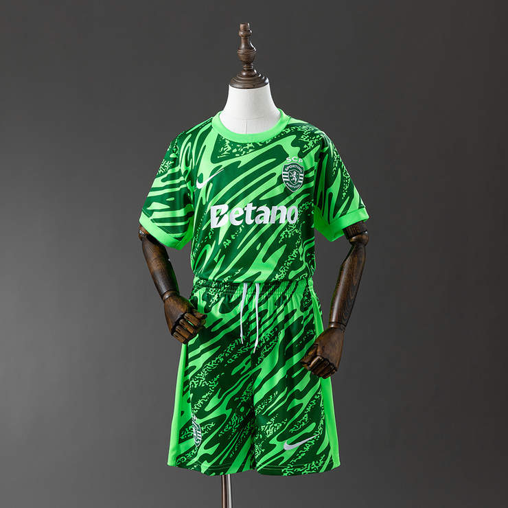 Sporting CP 2025/26 Målvaktställ Barn Grön Fotbollsställ med Shorts