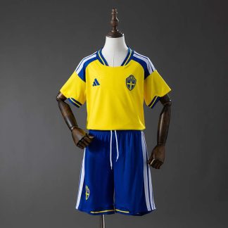 Sverige VM 2026 Hemmaställ Barn Fotbollströja med Shorts