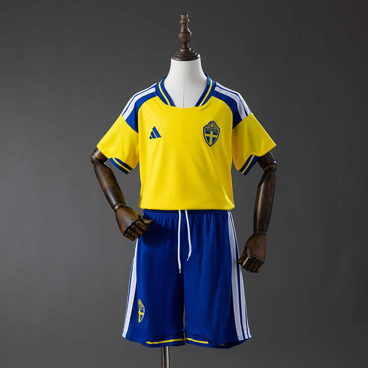 Sverige VM 2026 Hemmaställ Barn Fotbollströja med Shorts