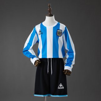 Argentina VM 1986 Hemmatröja Långärmad Retro Barn Fotbollsställ