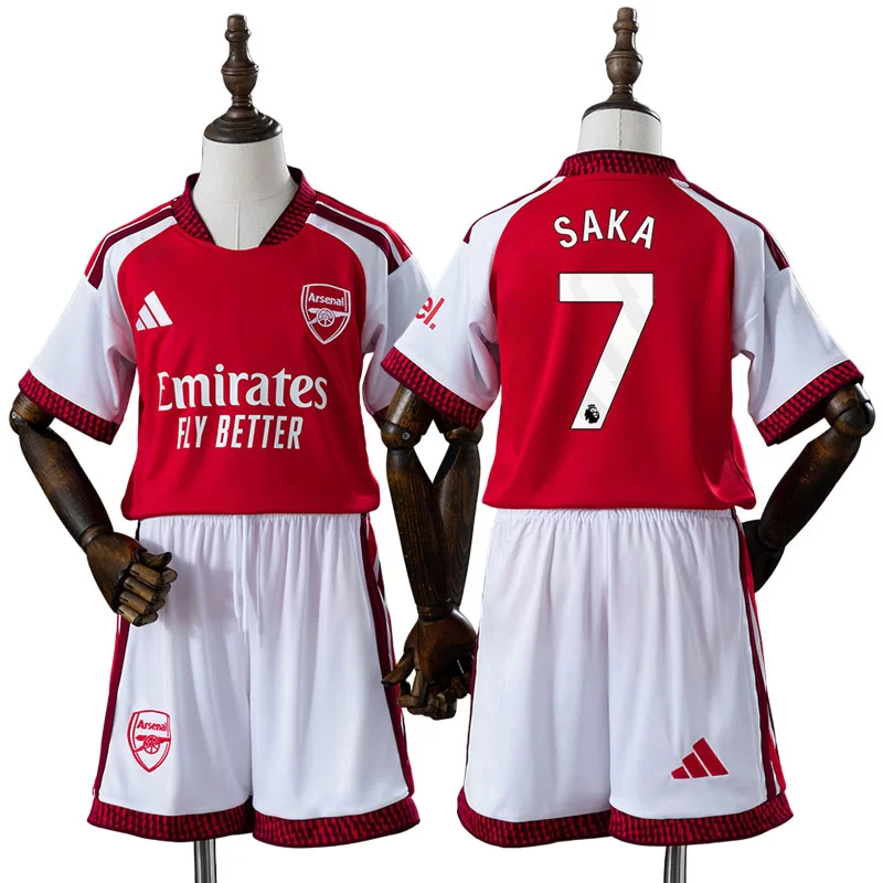 Arsenal 2026/27 Bukayo Saka 7 Barn Hemmaställ med shorts