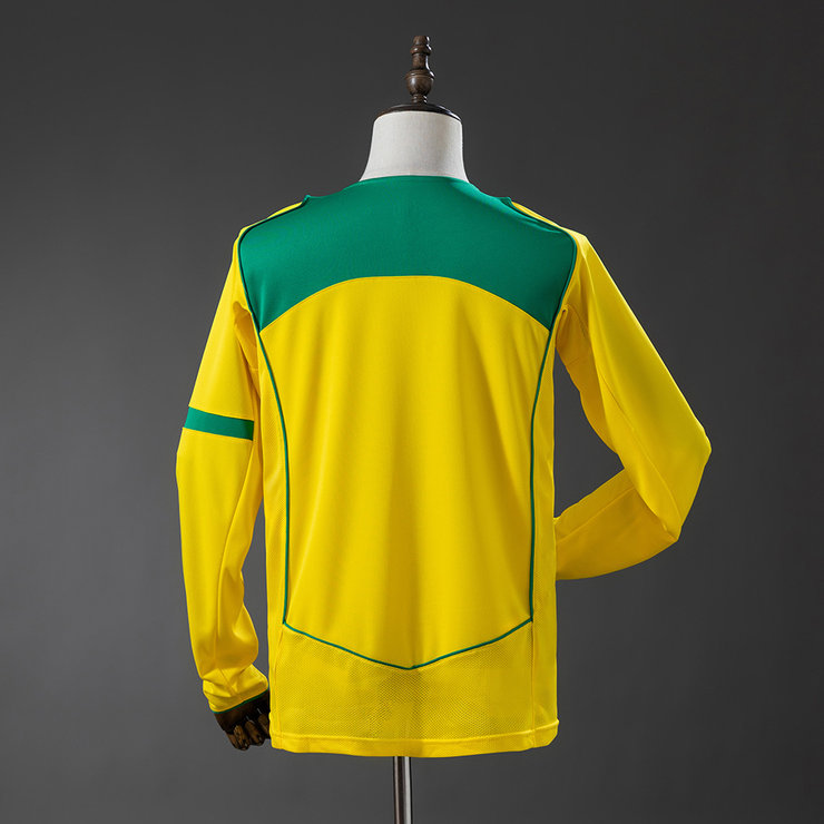 Brasilien EM 2004 Hemmatröja Långärmad Retro Herr Fotbollströja