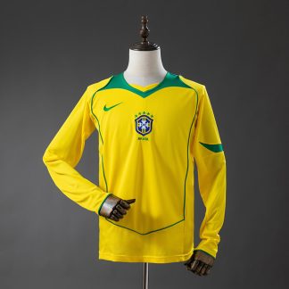Brasilien EM 2004 Hemmatröja Långärmad Retro Herr Fotbollströja