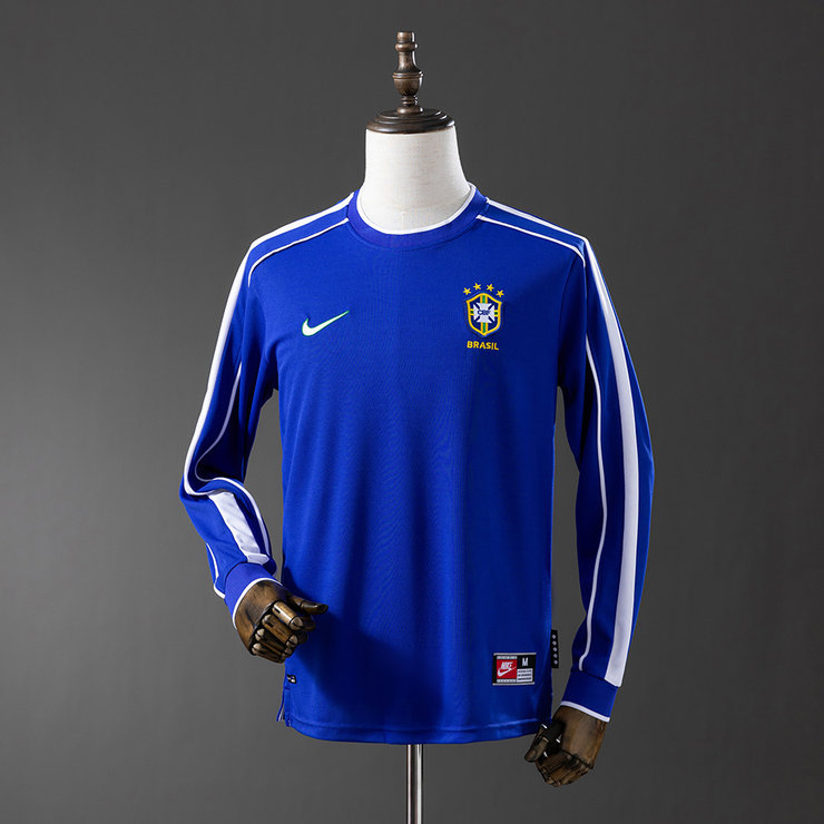 Brasilien VM 1998 Bortatröja Långärmad Retro Herr Fotbollströja