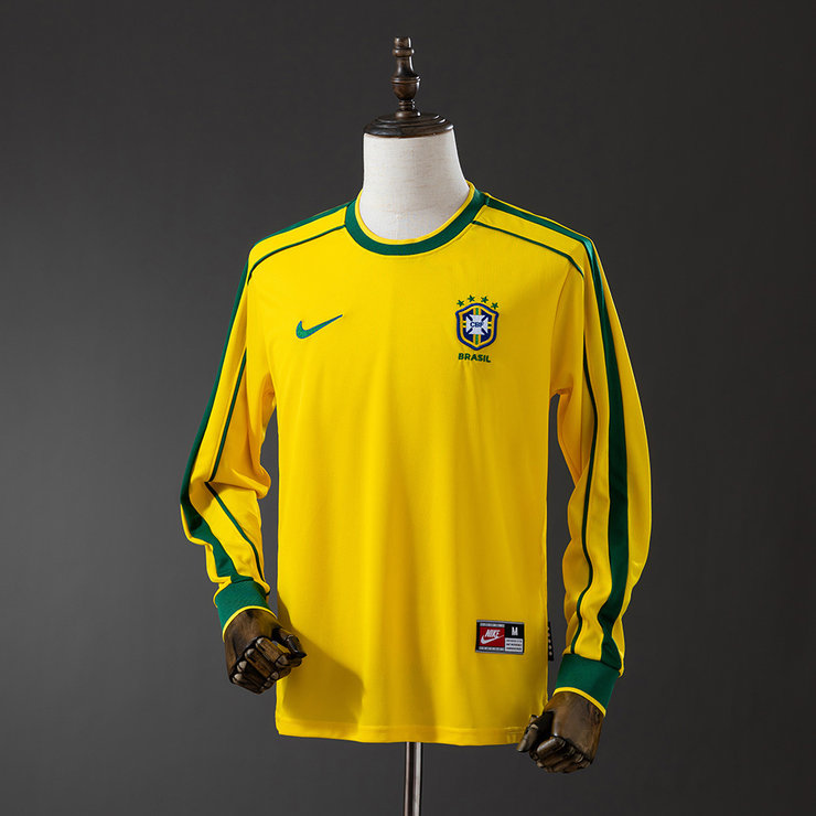 Brasilien VM 1998 Hemmatröja Långärmad Retro Herr Fotbollströja