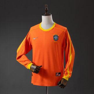Brasilien VM 1998 Orange Målvaktströja Retro Långärmad Herr Fotbollströja